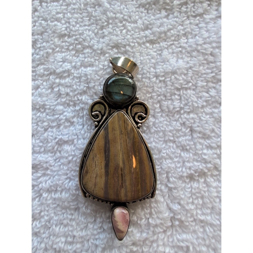Vintage Sterling Silver Pendant Nice Stones